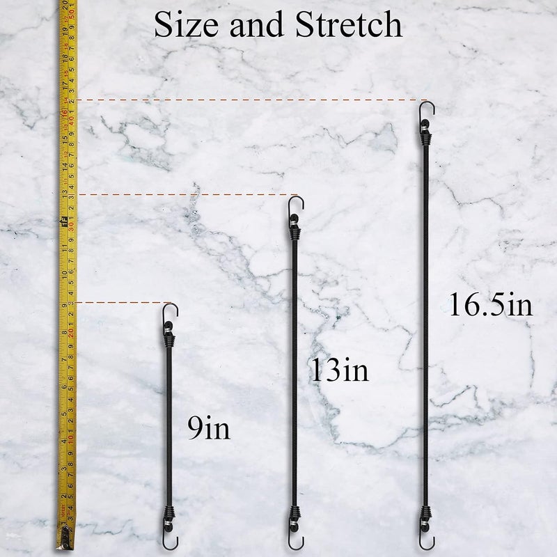 ZHOUBIN 9 inch Mini Short Black Bungee Cords with Hooks, 12 Pcs - Image 4