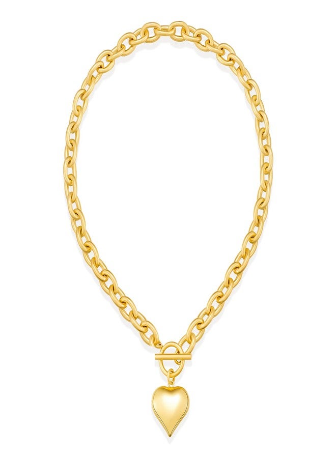 FAUTHENTICUTE Chunky Gold Heart Necklaces For Women - Image 1