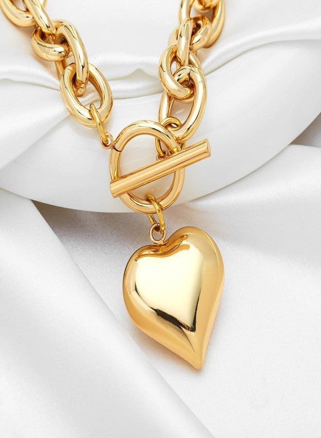 FAUTHENTICUTE Chunky Gold Heart Necklaces For Women - Image 4