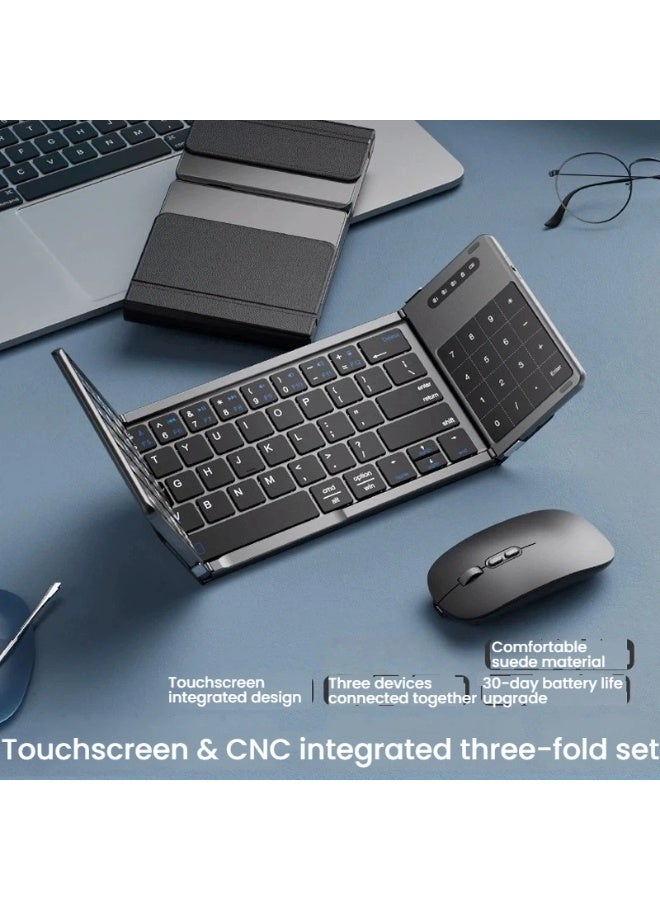 Wireless Bluetooth 3-Fold Keyboard and Mouse Set Touchscreen-Integrated Design Multi-Device Connectivity 30-Day Battery Life Slim Portable Office Accessory - Image 5