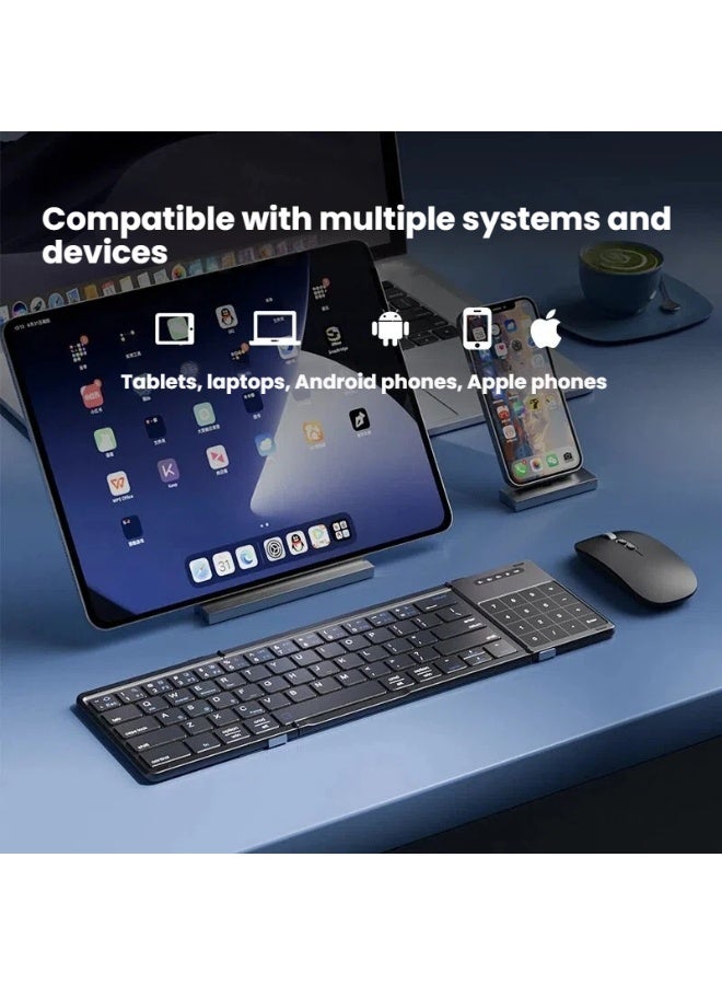 Wireless Bluetooth 3-Fold Keyboard and Mouse Set Touchscreen-Integrated Design Multi-Device Connectivity 30-Day Battery Life Slim Portable Office Accessory - Image 4