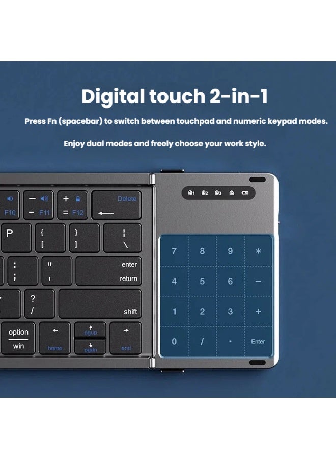 Wireless Bluetooth 3-Fold Keyboard and Mouse Set Touchscreen-Integrated Design Multi-Device Connectivity 30-Day Battery Life Slim Portable Office Accessory - Image 2