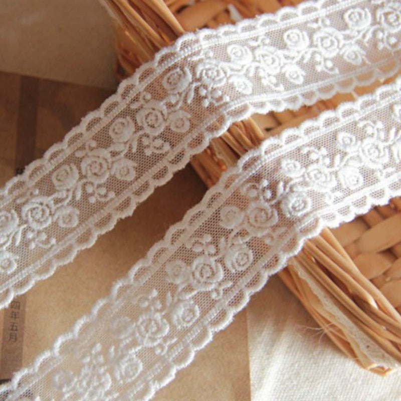 Sourcemall Lace Trim Ribbon Delicate White Floral Ribbon for WeddingBridal Decoration DIY Craft Sewing Home Decoration 5 Yards