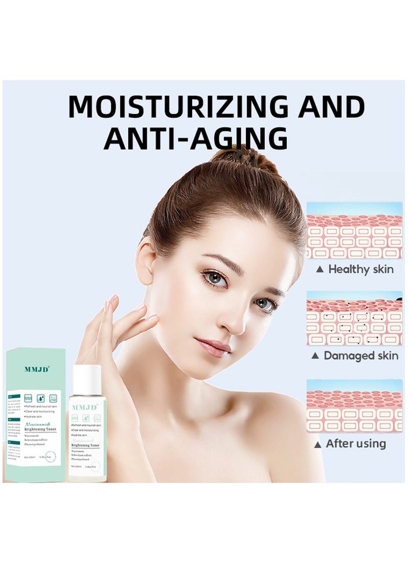 MMJD - Niacinamide Brightening Toner for Dark Spots Even Skin Tone Eye Area Fine Lines & Wrinkles Anti-Aging Smoothening Skin Face Whitening Toner 100ml - Image 1