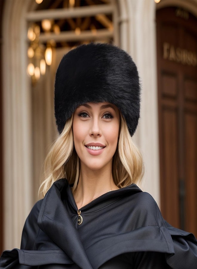 Gvhntk Faux Fur Headband for Women with Elastic Fuzzy Fur Hat Winter Earwarmer Earmuff Furry Headwrap for Cold Weather Ski Black - Image 5