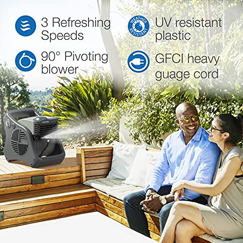 Lasko Misto Outdoor Misting Blower Fan, Ideal for Sports, Camping, Decks & Patios, 3 Speeds, 15", Black, 7050 - Image 4