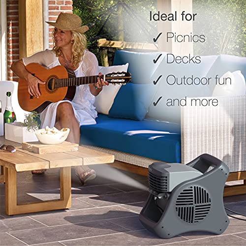 Lasko Misto Outdoor Misting Blower Fan, Ideal for Sports, Camping, Decks & Patios, 3 Speeds, 15", Black, 7050 - Image 5