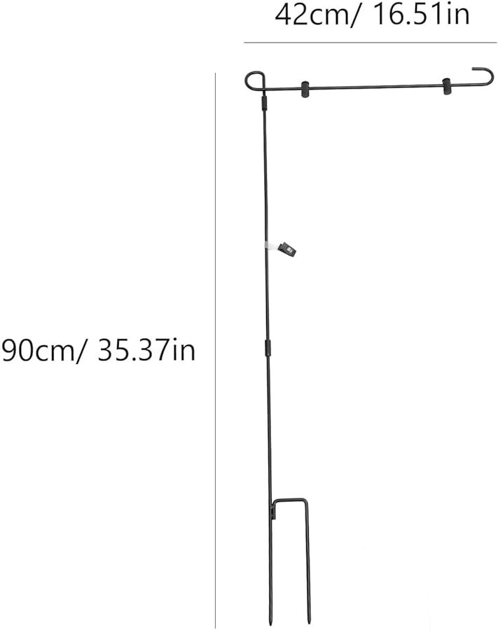 Garden Flag Stand 2 Pack Black Iron Powder Coated Outdoor Banner Holder Lawn Rack - Image 3