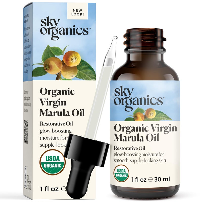 Sky Organics Organic Marula Oil for Face 100% Pure & Cold-Pressed USDA Certified Organic to Replenish, Balance & Boost Glow, 1 fl. Oz - Image 1