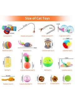 Oziral Oziral Cat Toys Set 32 PCS Kitten Toys Assortments Including 3 Way Tunnel Cat Feather Teaser Wand Sisal Mice Bell Balls Crinkle Balls Interactive Cat Toys for Indoor Cats Kitten  - Image 5