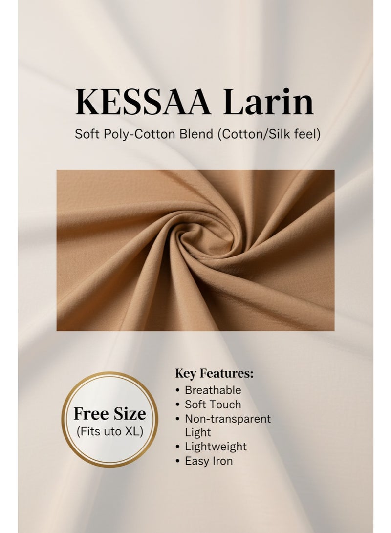 KESSAA Larin Women’s Premium Prayer Isdal – Luxury Silk-Cotton Full-Coverage Salah Dress with Integrated Head Scarf | Lightweight, Breathable, Modest Wear for Home, Travel & Mosque - Golden Beige - Image 5