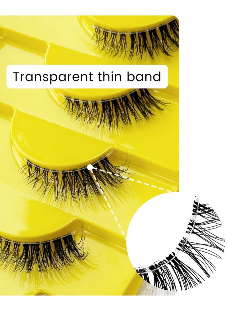 10 Pairs Half Lashes Mink Natural Cat Eye Wispy False Eyelashes，Fluffy Volume Strip Fake Eyelashes，3/4 Eye Lashes DIY Cluster Half Eyelashes at Home - Image 3