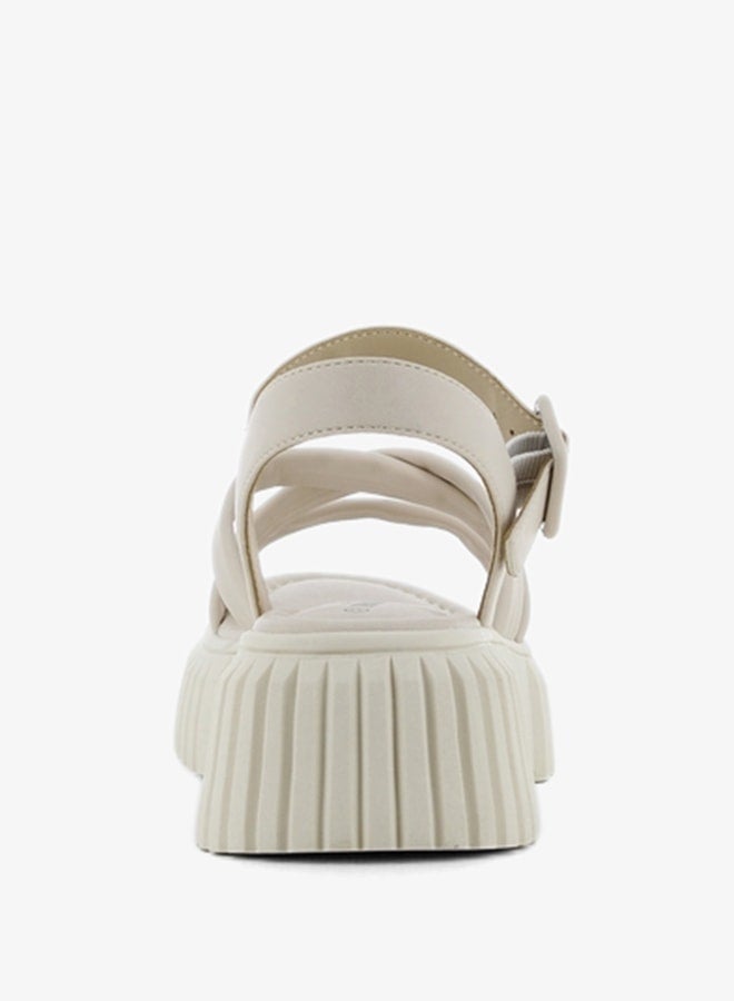 SJ Women's Solid Cross-Strap Sandals with Buckle Closure - Image 4
