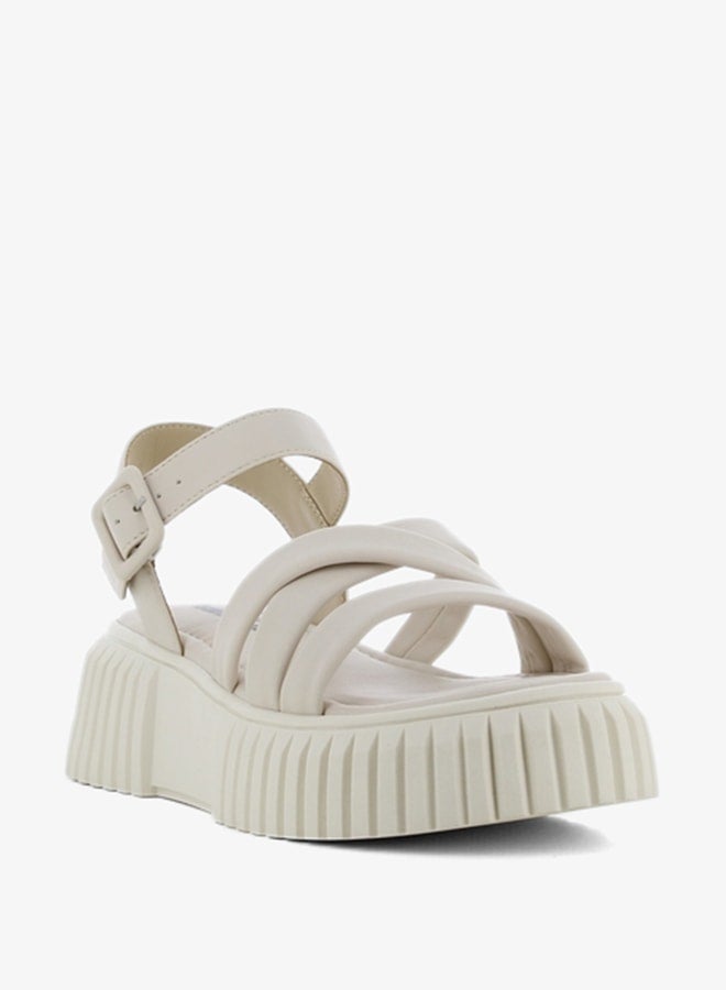 SJ Women's Solid Cross-Strap Sandals with Buckle Closure - Image 2