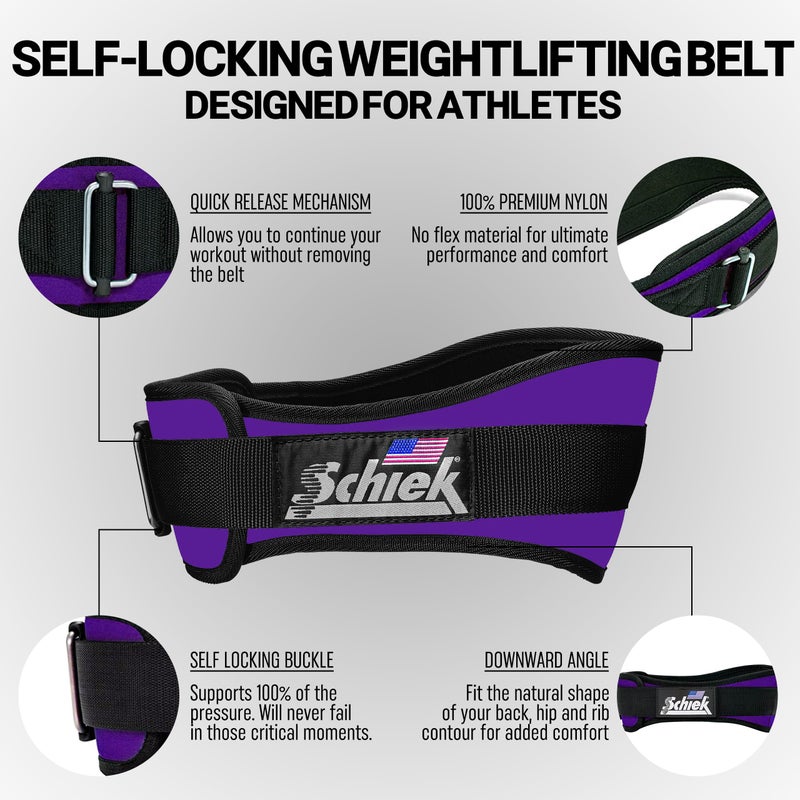 Schiek Sports 2006 Nylon 6 Inches Weight Lifting Belt - Support Belt for Power Lifting - Long Lasting - Purple - Image 3