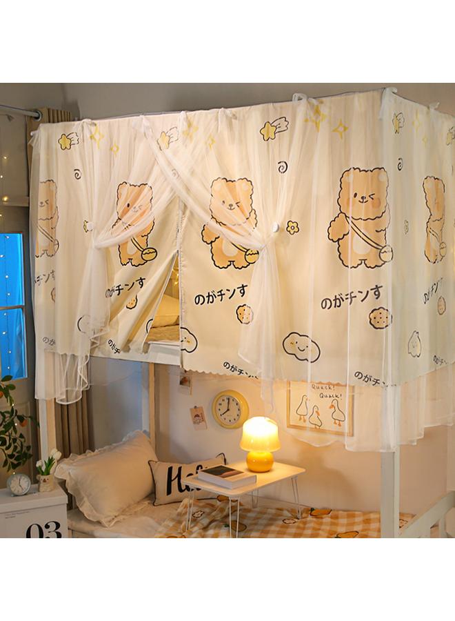 Bluejw Zippered Shading Bed Curtain Mosquito Net Integrated Upper And Lower Sleeping Cartoon Curtain For Dormitory Student Dormitory - Image 1