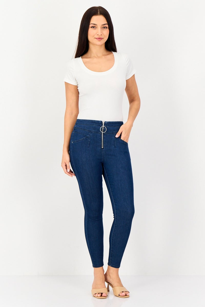 VERO MODA Women Regular Fit Washed Denim Jeans, Blue - Image 3