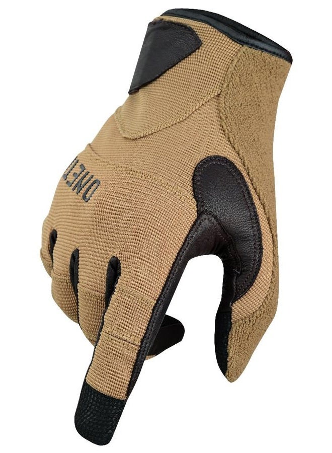 ONETAC Tactical Kevlar Liner Cut Resistant Duty Patrol Search Shooting Operator Gloves Touchscreen Friendly (Khaki/Brown, Small) - Image 1