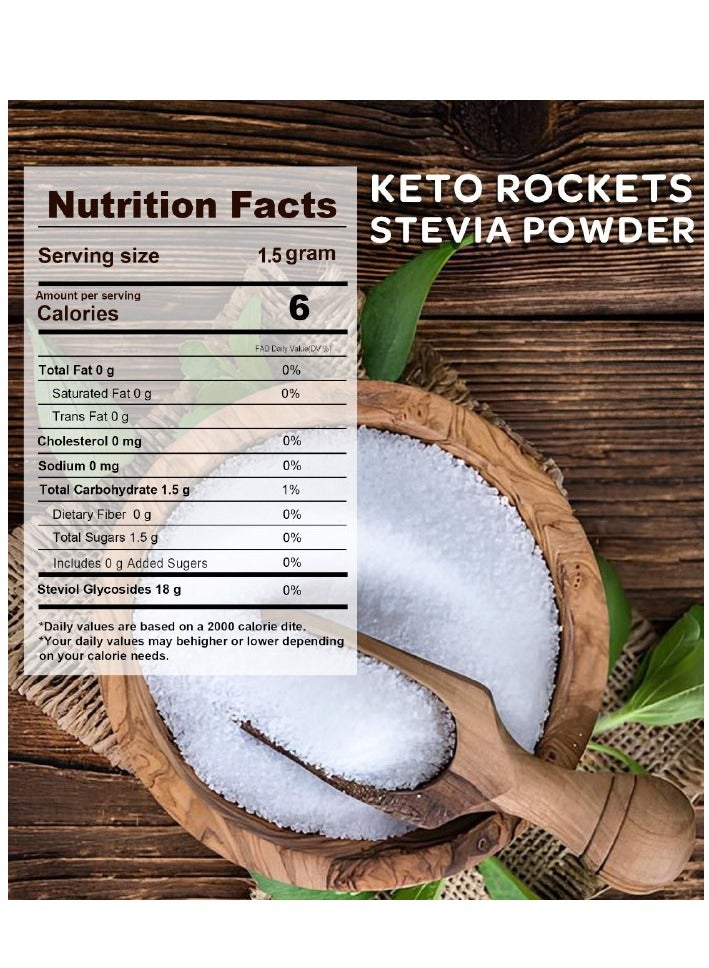 KETO ROCKETS Keto Rockets Stevia Sugar - Best Natural Sweetener Absolutely - Does not leave bitter taste - Free of calories and preservatives 200 grams - Image 3
