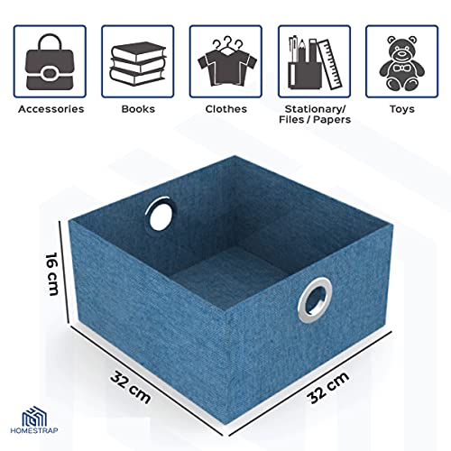 HomeStrap Premium Storage Boxes with Eyelet Blue Set of 2 - Image 2