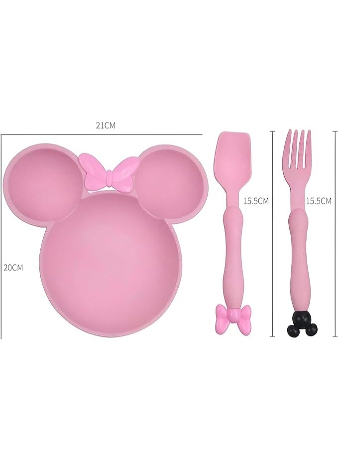 3-in-1 children's food and serving set made from natural, eco-friendly materials; safe, healthy, and suitable for hot and cold foods (BPA-free). Pink color. - Image 5