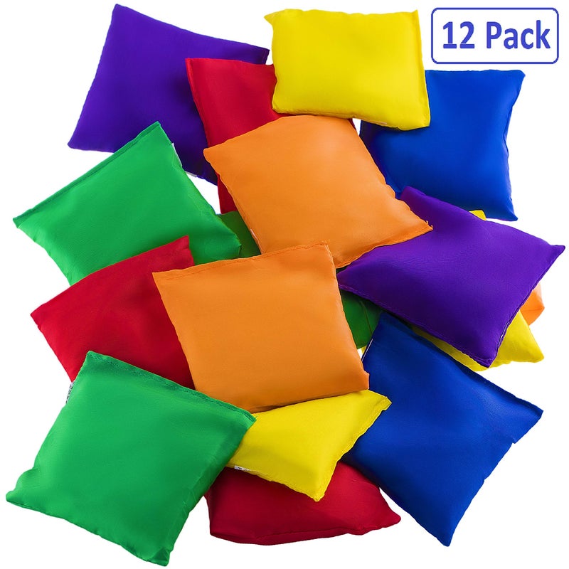 Prextex 12 Nylon Bean Bags for Toss Games - Set in Multiple Colors for Kids and Adults - Durable, Tear-Resistant - Ideal for Outdoor Games, Parties, Tailgates, BBQs - Ages 3 and Up - 4 x 2 x 3 Inch, - Image 4