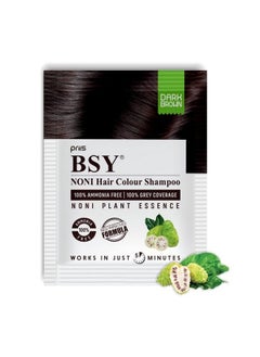 BSY Noni Hair Color Shampoo Hair Dye 20Ml X 6 Sachets Dark Brown (Pack Of 1)  - Image 1