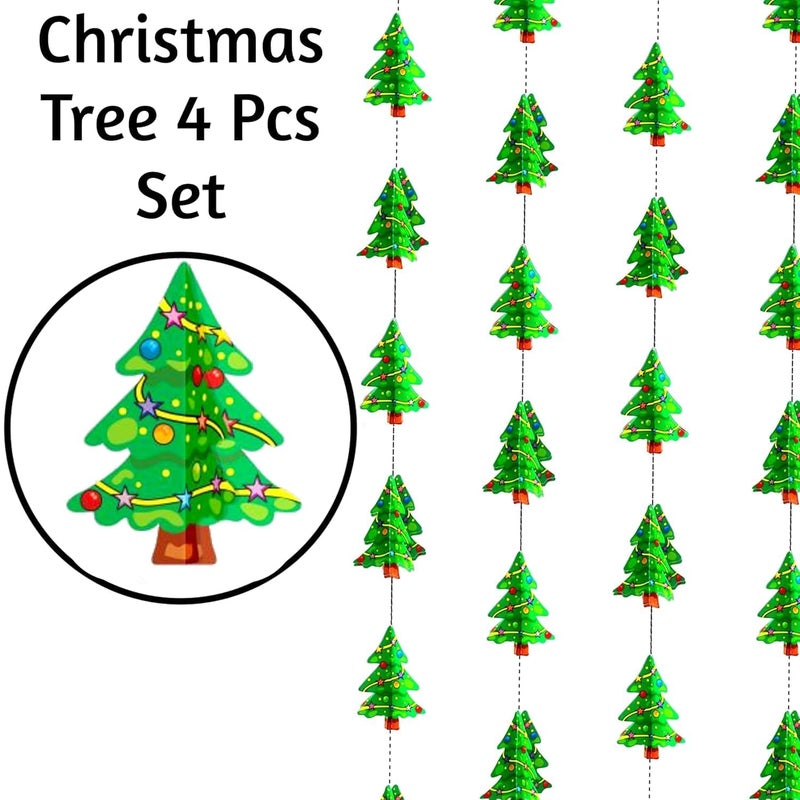 INCHEON PARTY زينة غارلاند معلقة لشجرة عيد الميلاد ثلاثية الأبعاد، شرائط ورقية ملونة، مجموعة من 4، زينة حفلات ومناسبات - Image 3