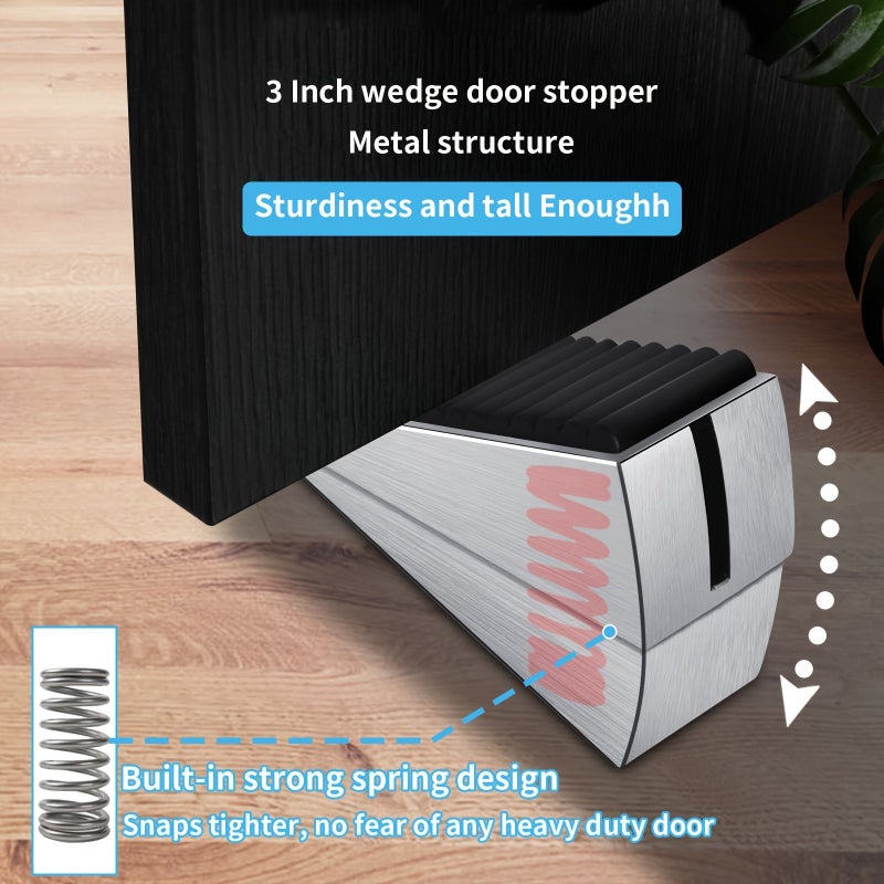 Adjustable Heavy Duty Door Stopper Stainless Steel 1pc Tall Wedge for Large Doors - Image 2