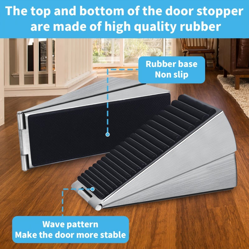 Adjustable Heavy Duty Door Stopper Stainless Steel 1pc Tall Wedge for Large Doors - Image 4