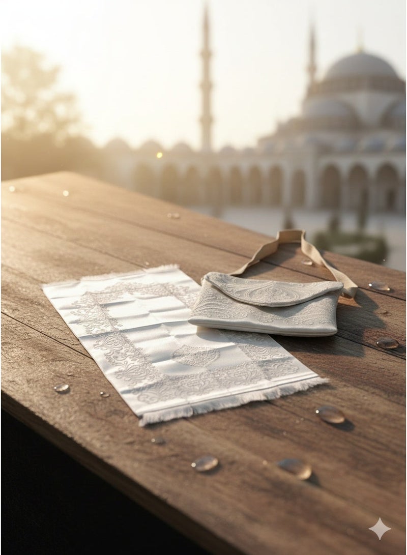 Luxury Prayer Mat with Matching Carrying Bag – Soft Classic Pattern Design, Portable Set for Travel and Gifting (Assorted Colors & Styles). - Image 3