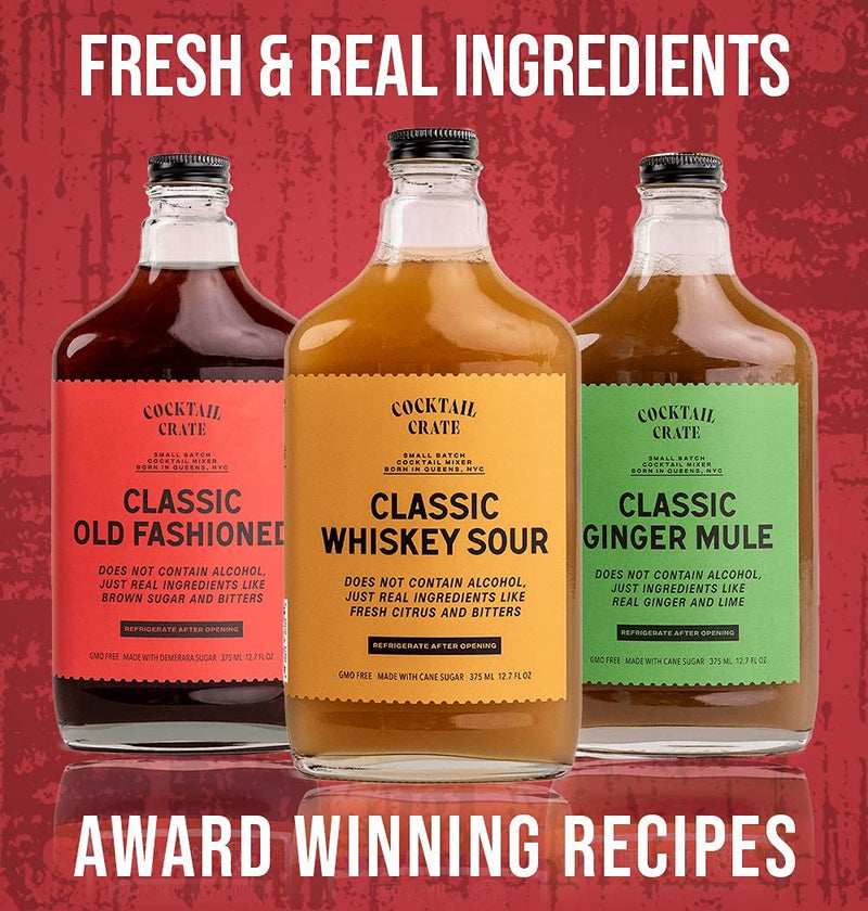 Cocktail Crate Premium Drink Mixer Variety Pack | Award Winning Craft Cocktail Mixers for True Connoisseurs | Premium Cocktail Syrup Creations with Aromatic Bitters, Demerara Sugar | 12oz - 3 pack - Image 2