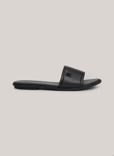 TOMMY HILFIGER Women's Tonal Th Monogram Leather Mules -  Leather upper, Black