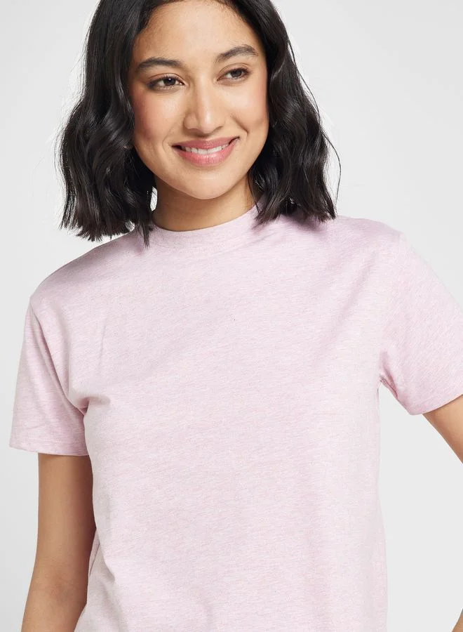 Ginger Basics Mock Neck T-Shirt With Side Split