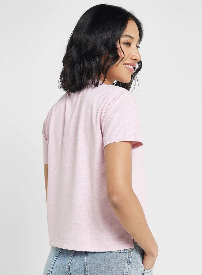 Ginger Basics Mock Neck T-Shirt With Side Split
