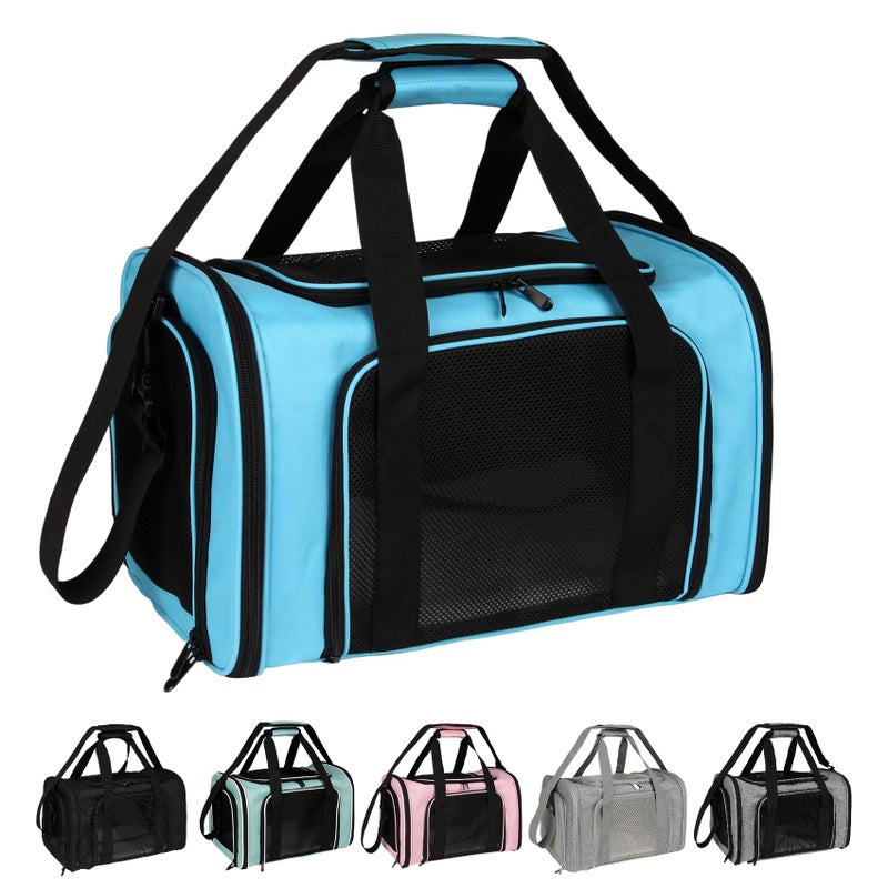 Top tasta Dog Cat Carrier Pet Carriers for Small Medium Large Cats Dogs Carrier Soft Sided Small Puppy Dog Carrier Portable Foldable Airline Approved Dog Cat Travel Carrier Blue Medium - Image 2