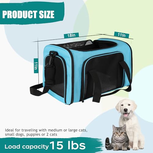Top tasta Dog Cat Carrier Pet Carriers for Small Medium Large Cats Dogs Carrier Soft Sided Small Puppy Dog Carrier Portable Foldable Airline Approved Dog Cat Travel Carrier Blue Medium - Image 3