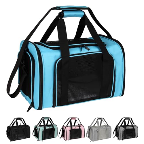Top tasta Dog Cat Carrier Pet Carriers for Small Medium Large Cats Dogs Carrier Soft Sided Small Puppy Dog Carrier Portable Foldable Airline Approved Dog Cat Travel Carrier Blue Medium - Image 1