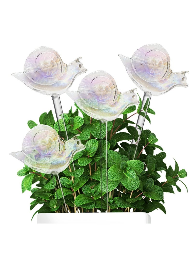 Generic Snail Plant Watering Globes Iridescent Self Watering Planter Insert Glass Plant Watering Devices for Indoor and Outdoor Plants Accessories Plant Self Watering Devices 4 Pcs  - Image 1