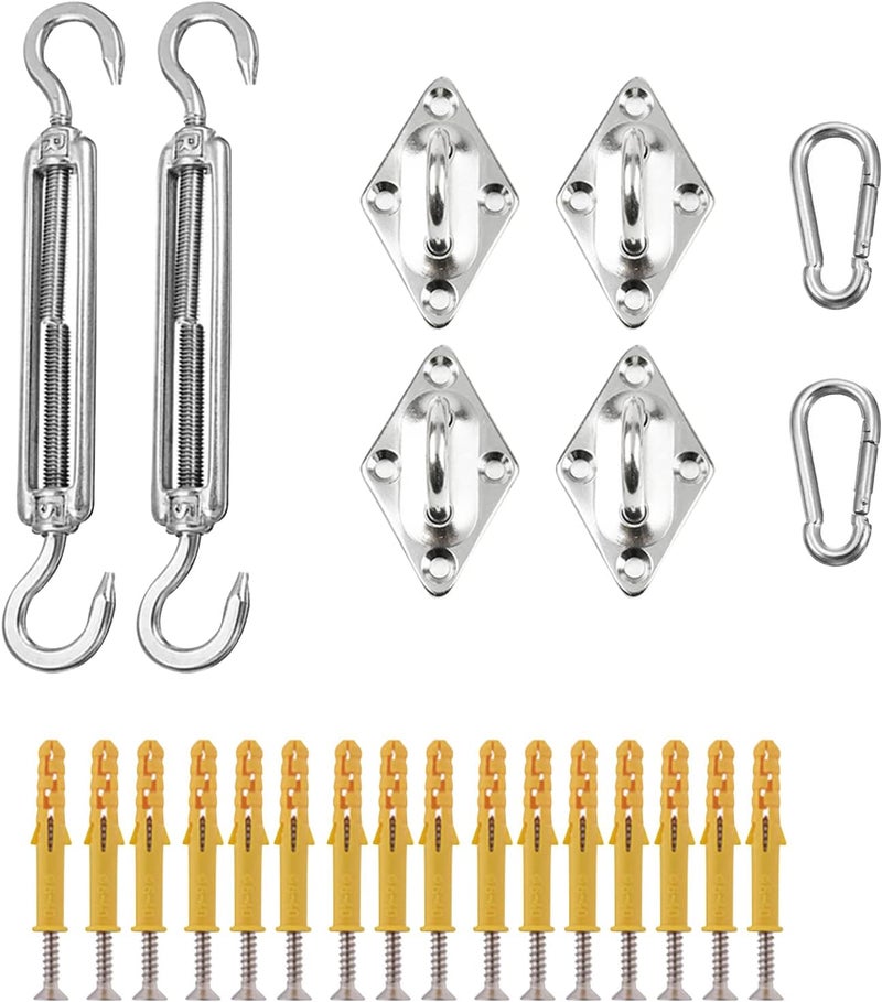 Eacam Sun Shade Sail Hardware Kit for Rectangle Sun Shade Sails Stainless Steel Hardware Accessories for Shade Sail Installation - Image 1