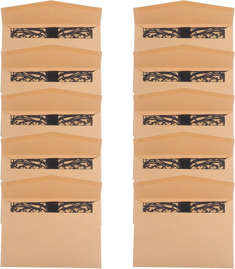 بطاقات دعوة مودرن زهرية مفرغة، مغلفات، أربطة، إمدادات حفلات الزفاف وهالوين - Image 1