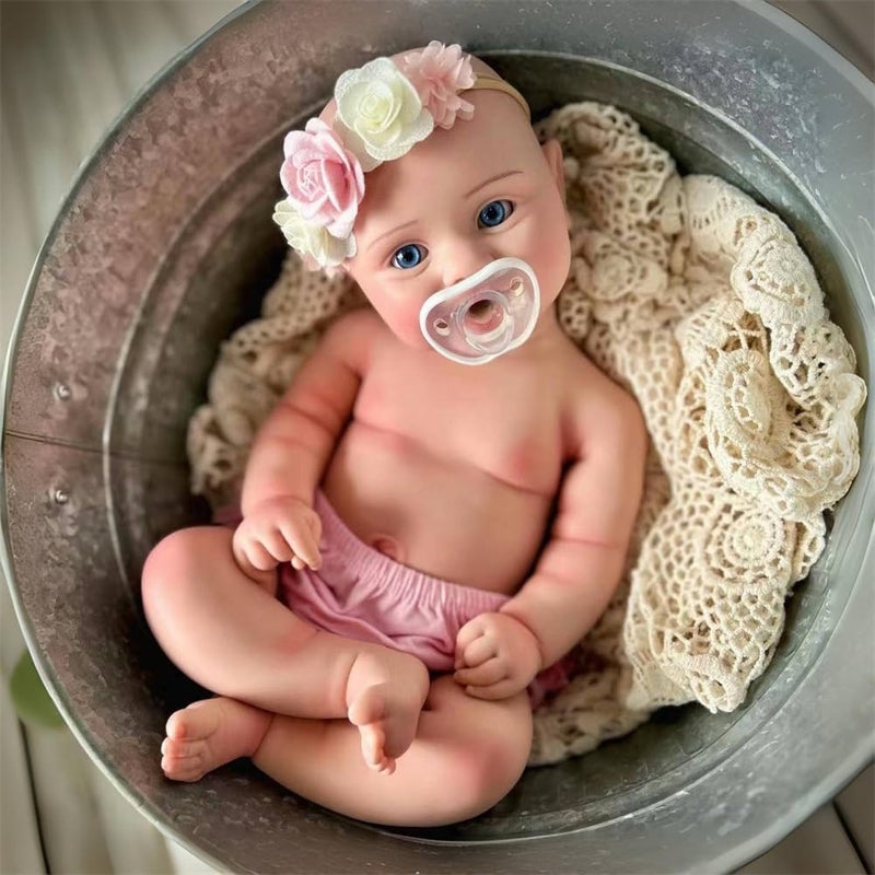 OCSDOLL 21 Inch 9 Lbs Maddie Girl Full Body Platinum Soft Silicone Reborn Doll Realistic Lifelike Newborn Girl Doll Can Open Mouth Anatomically Correct Weighted Babies - Image 5