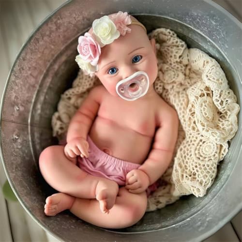 OCSDOLL 21 Inch 9 Lbs Maddie Girl Full Body Platinum Soft Silicone Reborn Doll Realistic Lifelike Newborn Girl Doll Can Open Mouth Anatomically Correct Weighted Babies - Image 4