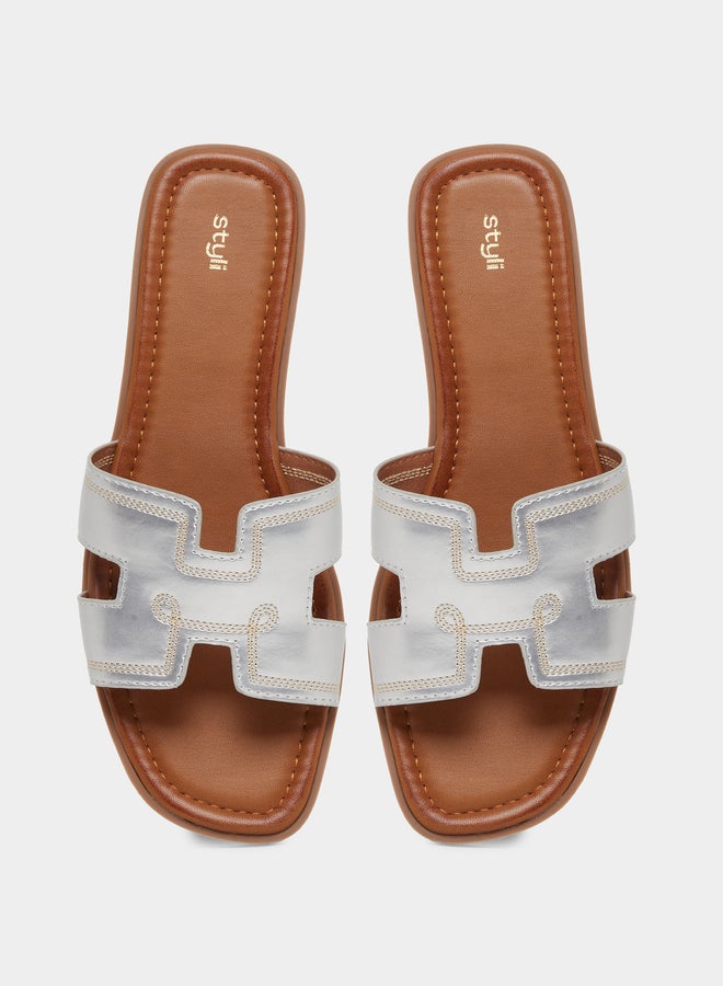 ستايلي صنادل مسطحة مفتوحة من الأمام - Image 5