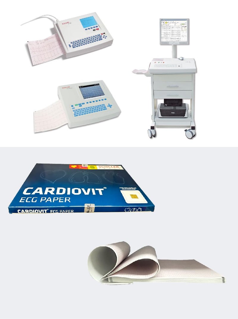 SCHILLER ECG Paper For CARDIOVIT AT-2 series/CS-200 / AT-180 / AT-170 | ECG Paper | Length 280 mm And Height 210 mm | 200 Sheets In One Pack - Image 1