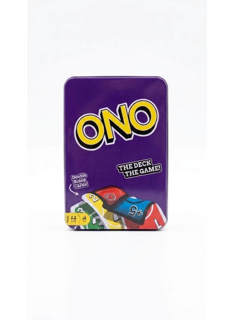 ONO Card Game in Tin Box with Double-Sided Cards - Image 1