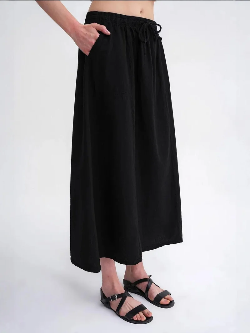 ميكسراي تنورة بخصر مرتفع من البوبلين مع تفاصيل رباط