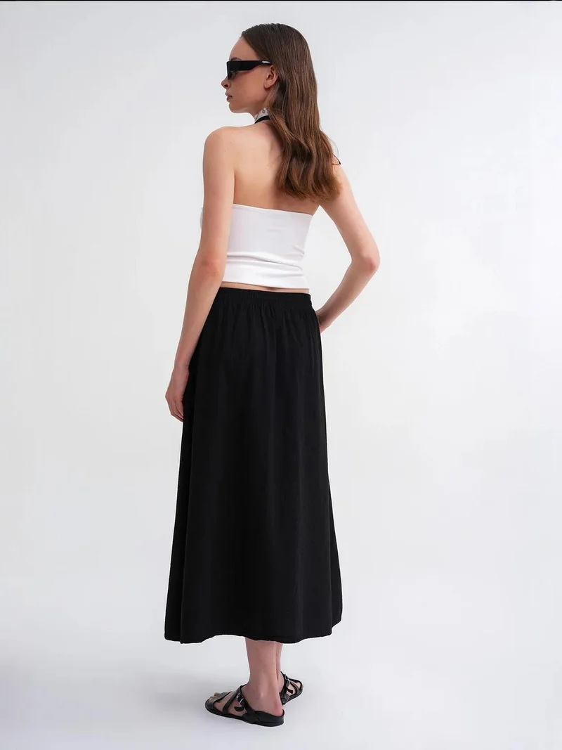 ميكسراي تنورة بخصر مرتفع من البوبلين مع تفاصيل رباط