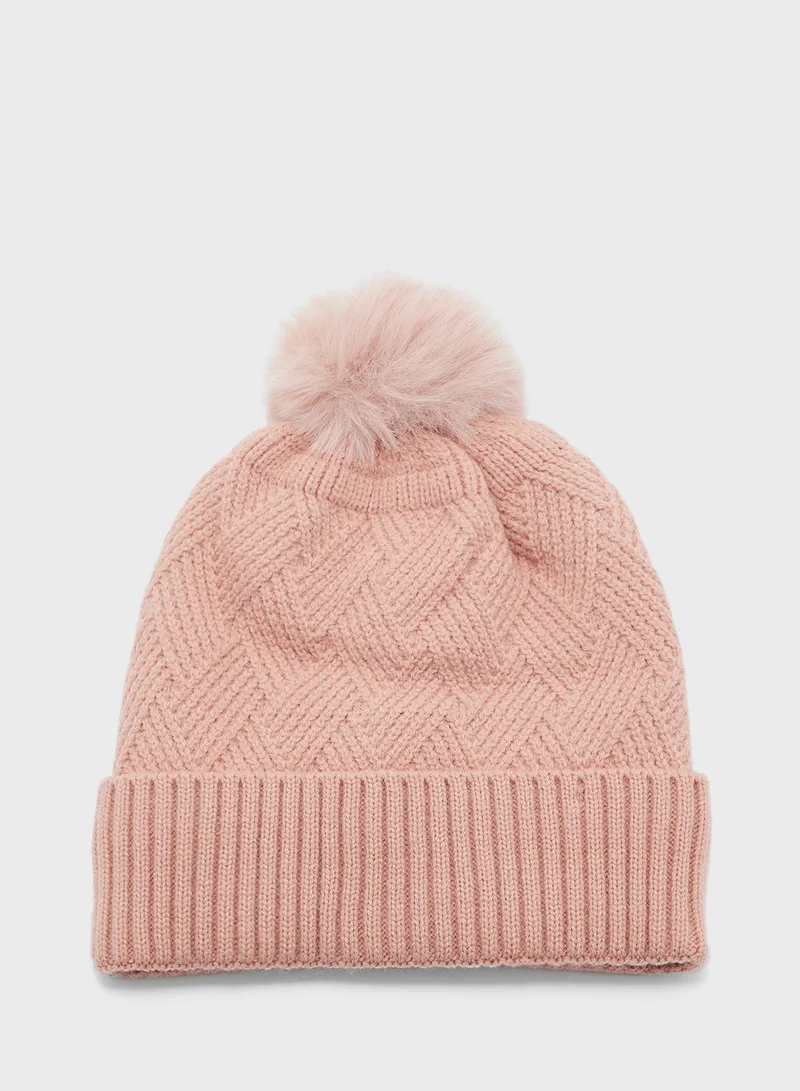 ايلا 3 Pack Winter Pompom Beanie ,Scarve & Glove Set