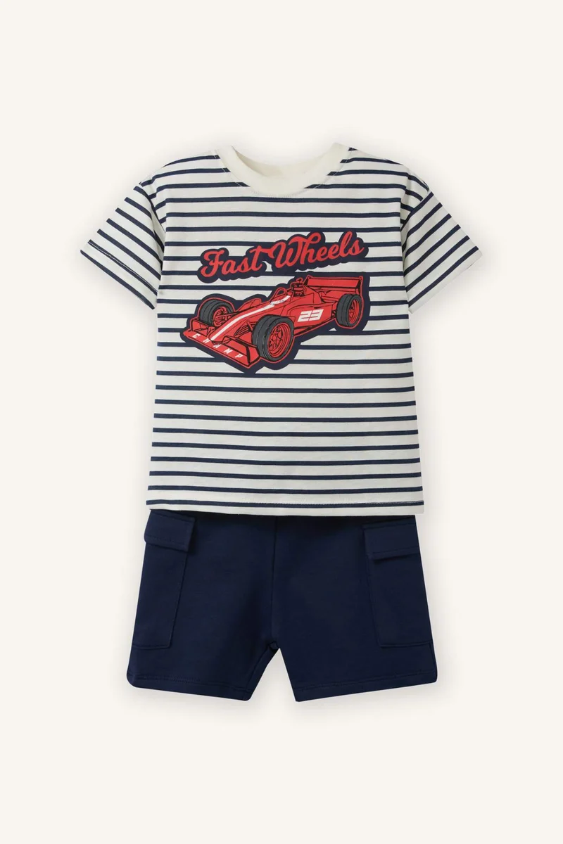 ديفاكتو Baby Boy Vehicle Print 2 Piece Set